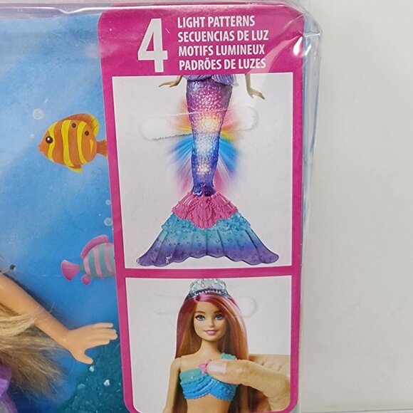 Barbie Dreamtopia Sparkle Lights Mermaid Doll Light-Up Tail Works Damaged Box - Picture 4 of 10